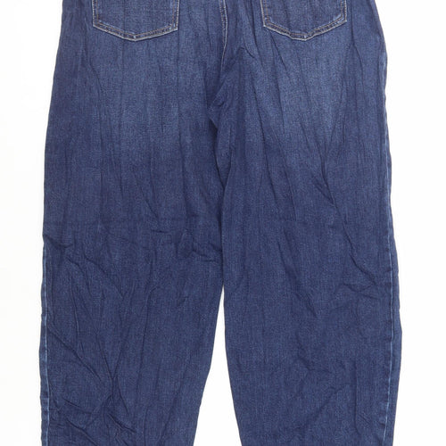 Marks and Spencer Womens Blue Cotton Tapered Jeans Size 34 in L29 in Regular Zip - Balloon Style