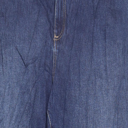 Marks and Spencer Womens Blue Cotton Tapered Jeans Size 34 in L29 in Regular Zip - Balloon Style