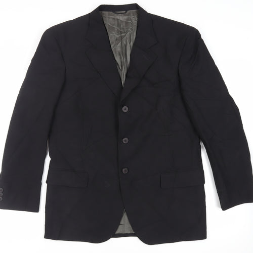 Portefino Mens Black Polyester Jacket Suit Jacket Size 40 Regular
