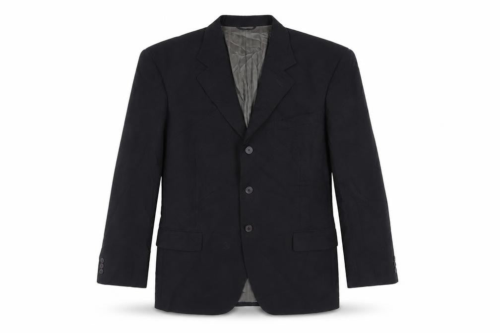 Front view of Portefino men’s black polyester jacket suit jacket, size 40, regular