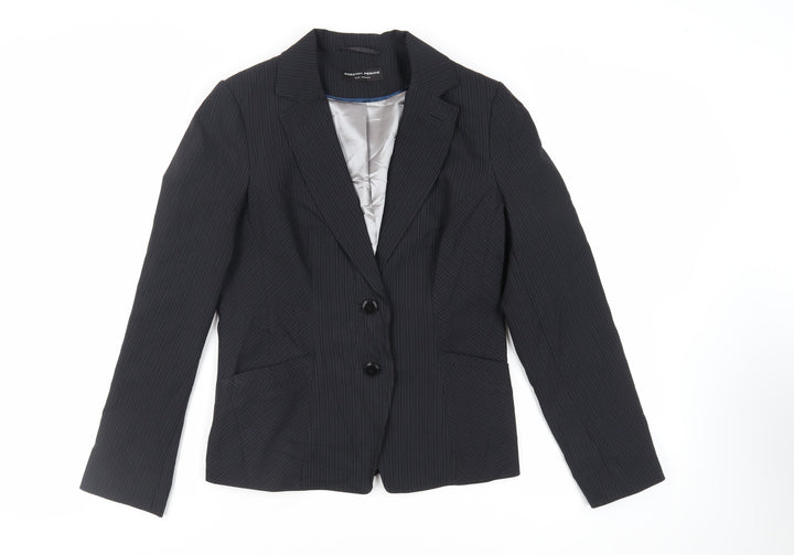 Dorothy Perkins Womens Black Striped Jacket Blazer Size 12 Button