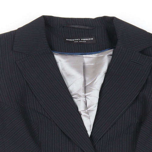 Dorothy Perkins Womens Black Striped Jacket Blazer Size 12 Button