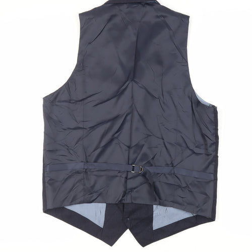 Holland Esquire Mens Blue Wool Jacket Suit Waistcoat Size 44 Regular