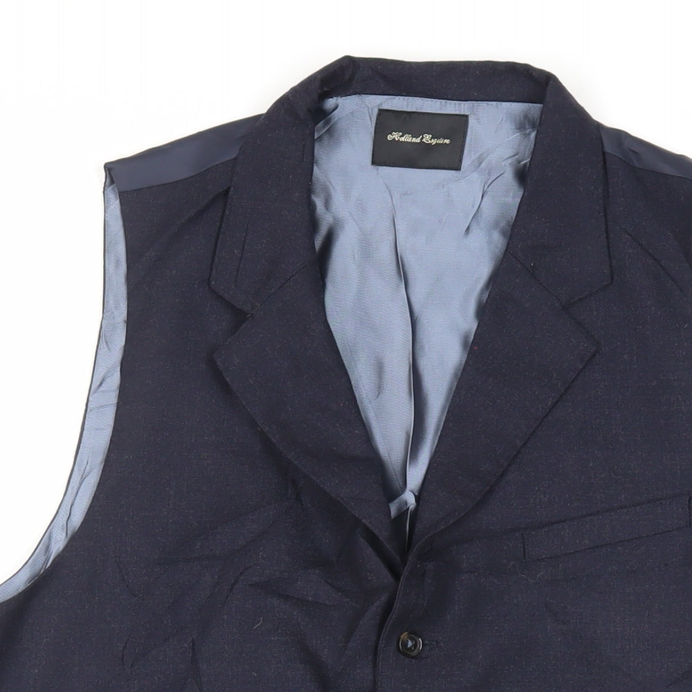 Holland Esquire Mens Blue Wool Jacket Suit Waistcoat Size 44 Regular