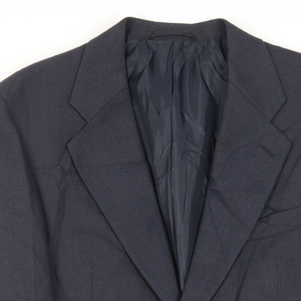 Debenhams Mens Blue Striped Polyester Jacket Suit Jacket Size 40 Regular