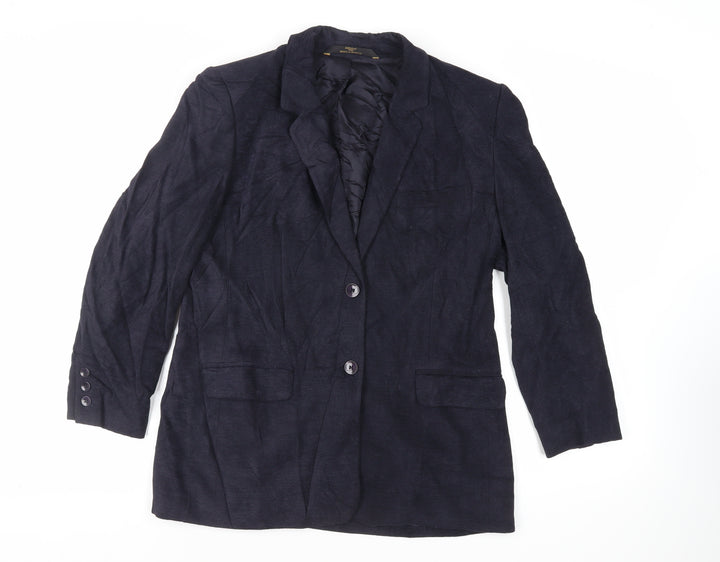 St Michael Womens Blue Jacket Blazer Size 14 Button - Vintage