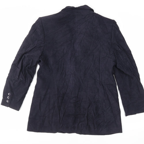 St Michael Womens Blue Jacket Blazer Size 14 Button - Vintage