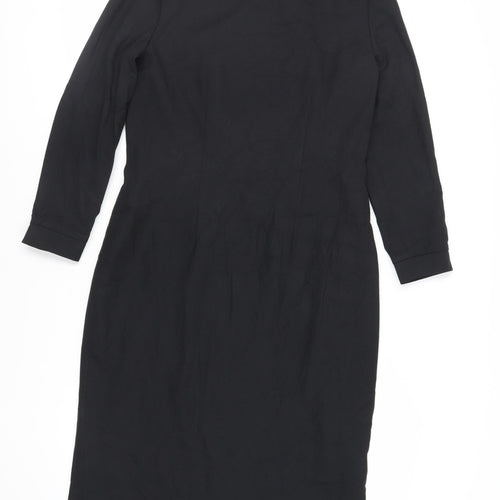 Henry Lee Womens Black Polyester Sheath Size 10 Mock Neck Zip