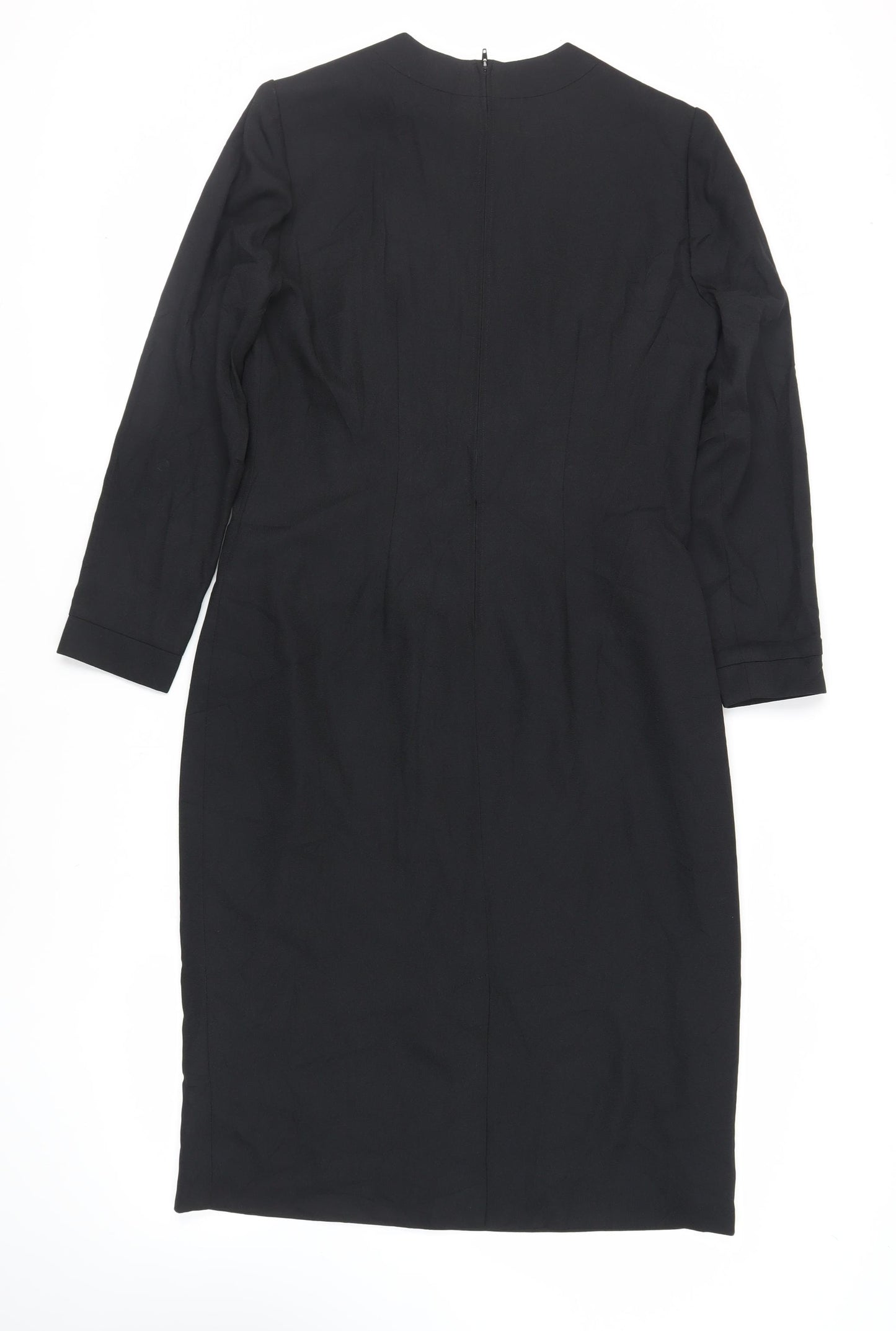 Henry Lee Womens Black Polyester Sheath Size 10 Mock Neck Zip