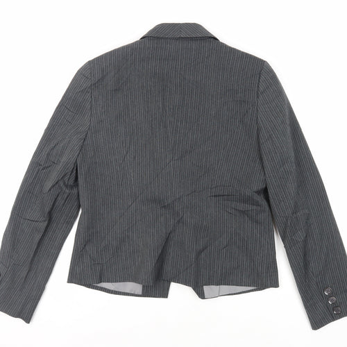 Debenhams Womens Grey Striped Jacket Blazer Size 12 Button