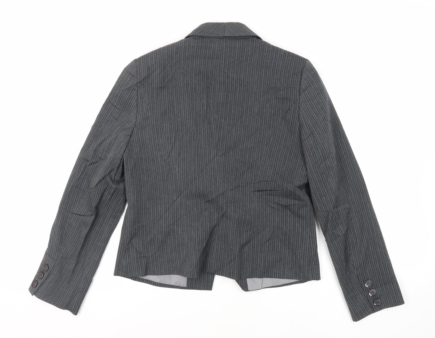 Debenhams Womens Grey Striped Jacket Blazer Size 12 Button