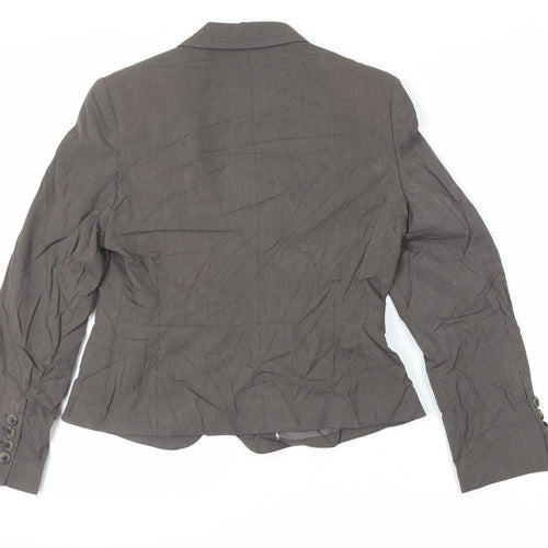 NEXT Womens Brown Striped Jacket Blazer Size 14 Button