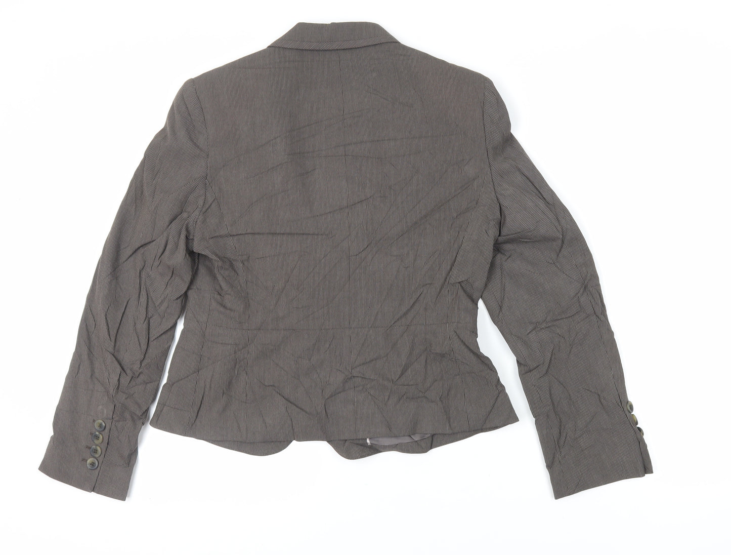 NEXT Womens Brown Striped Jacket Blazer Size 14 Button