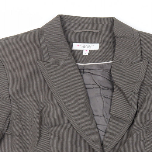 NEXT Womens Brown Striped Jacket Blazer Size 14 Button