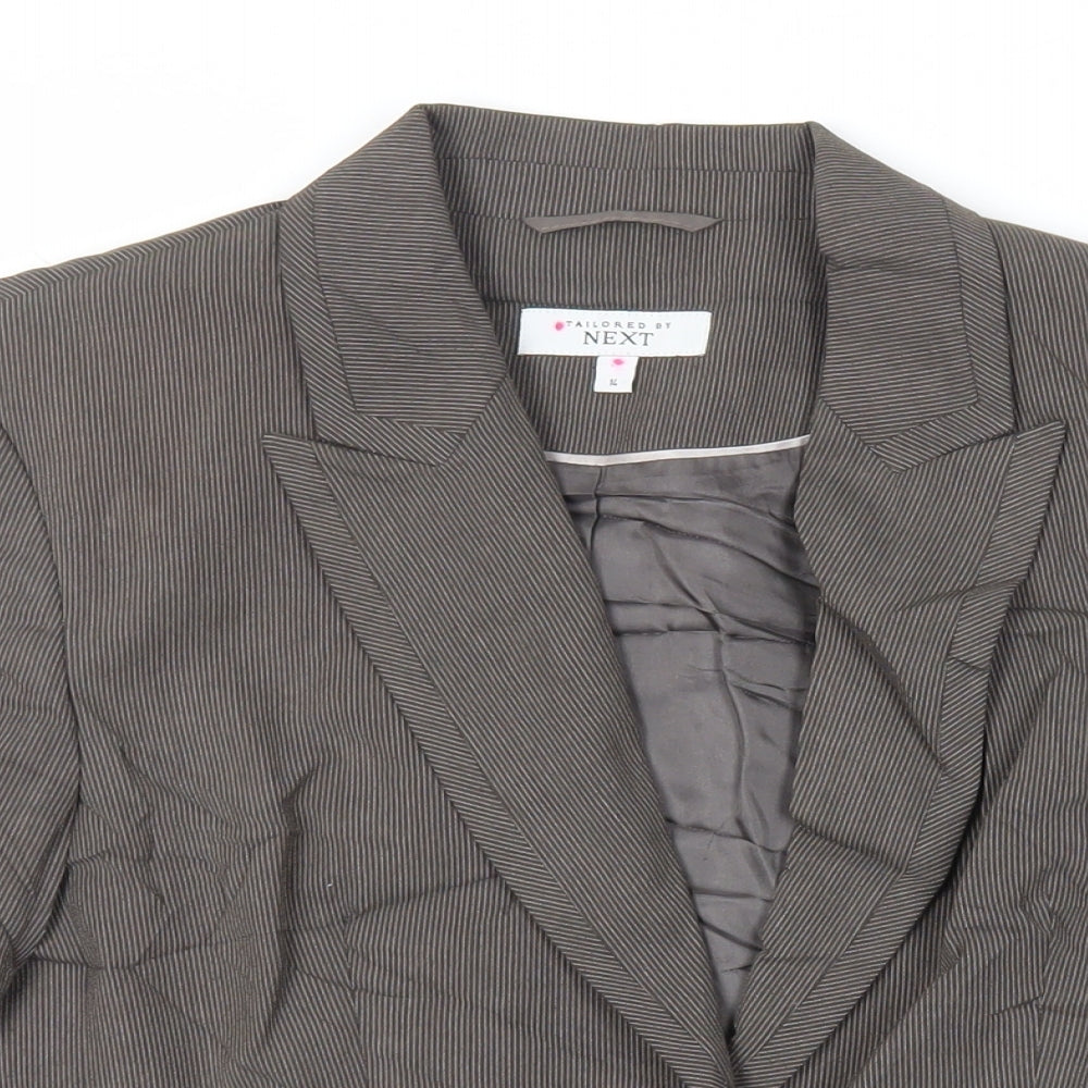 NEXT Womens Brown Striped Jacket Blazer Size 14 Button