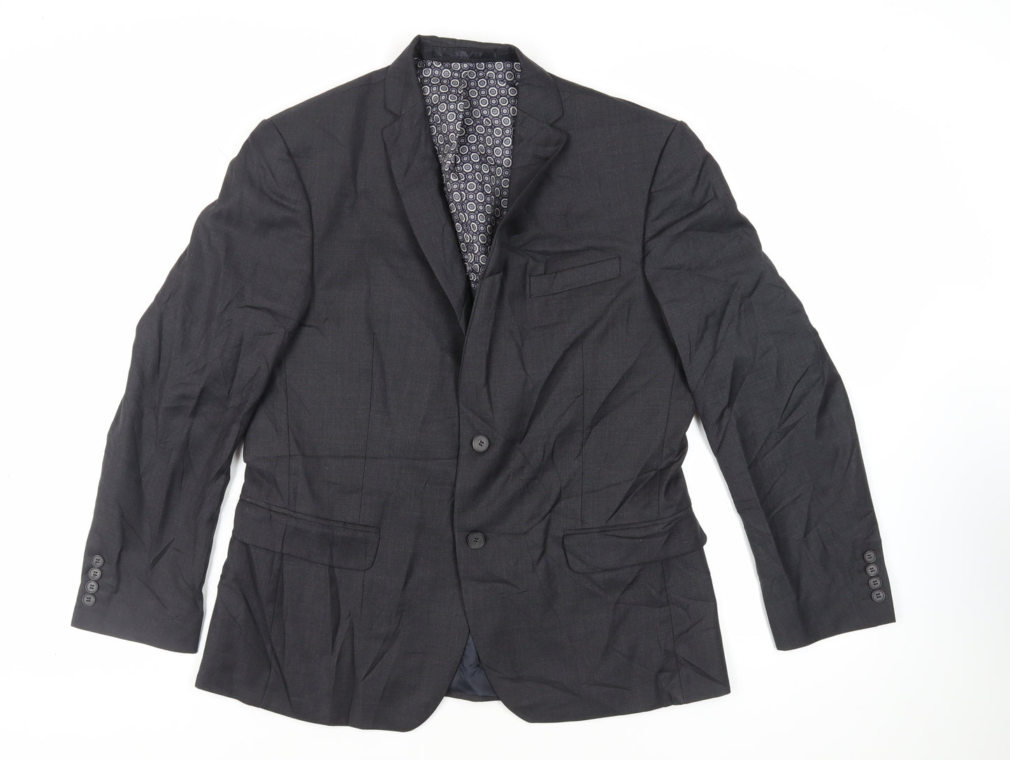 Racing Green Mens Grey Wool Jacket Suit Jacket Size 42 Regular
