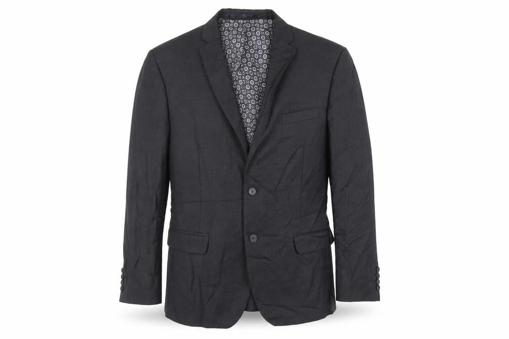 Front view of Racing Green men’s grey wool jacket suit jacket, size 42, regular