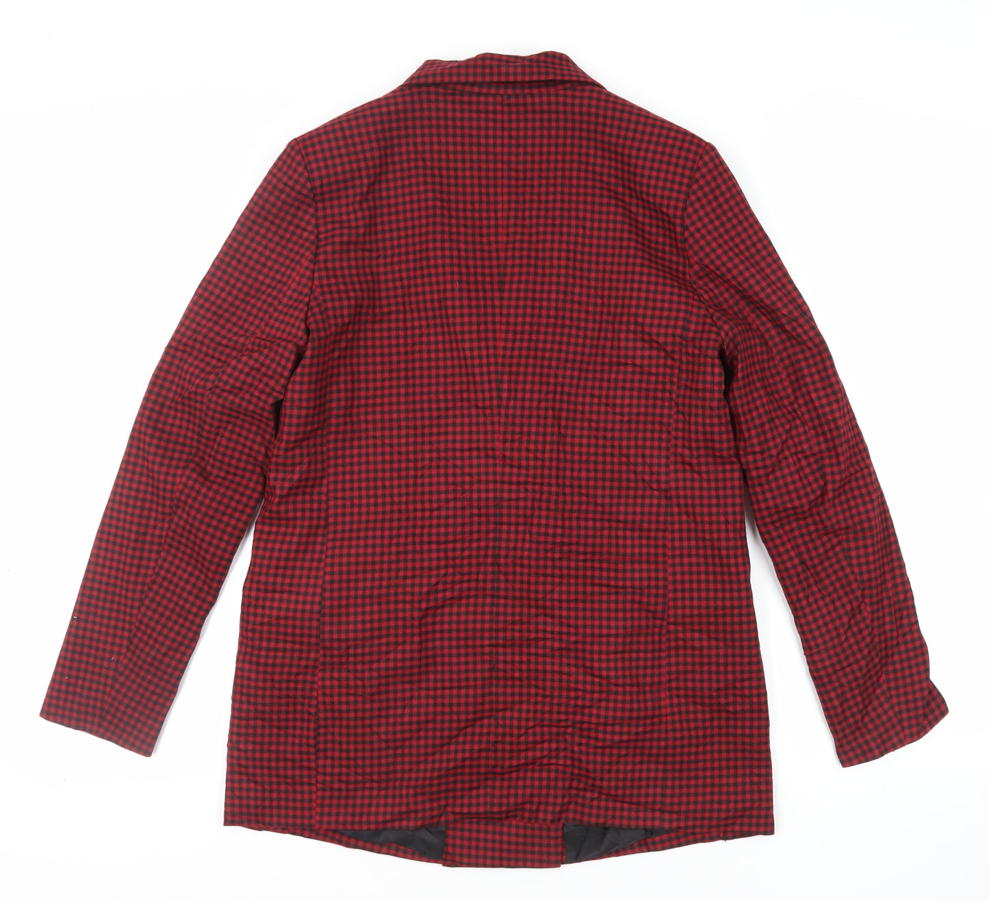 Stradivarius Womens Red Check Jacket Blazer Size M Button