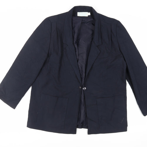 EWM Womens Blue Jacket Blazer Size 12 Button - Vintage