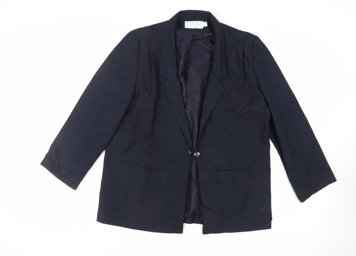 EWM Womens Blue Jacket Blazer Size 12 Button - Vintage
