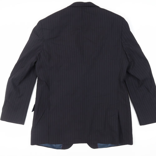 Marks and Spencer Mens Blue Striped Polyester Jacket Suit Jacket Size 42 Regular