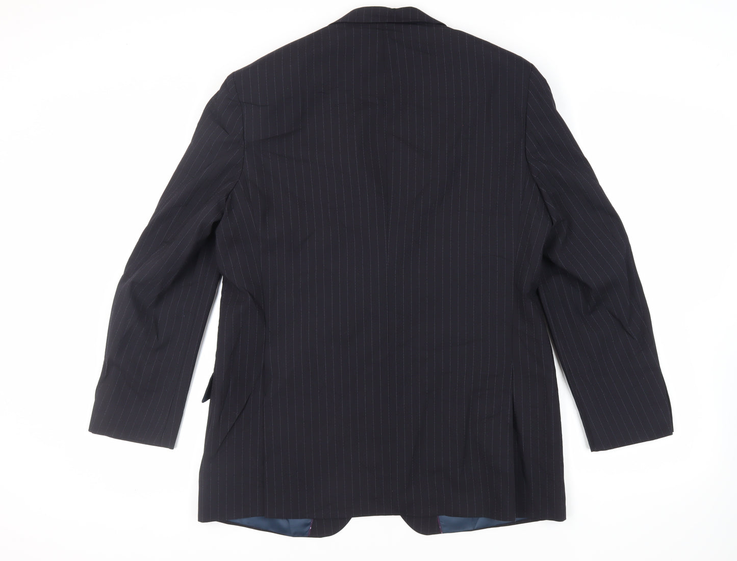 Marks and Spencer Mens Blue Striped Polyester Jacket Suit Jacket Size 42 Regular