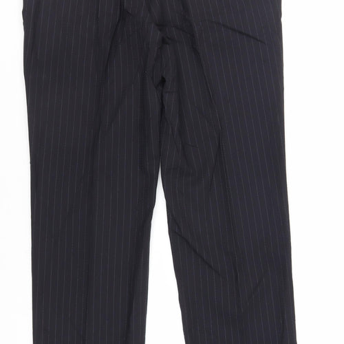 Marks and Spencer Mens Blue Striped Polyester Dress Pants Trousers Size 36 in L31 in Regular Zip