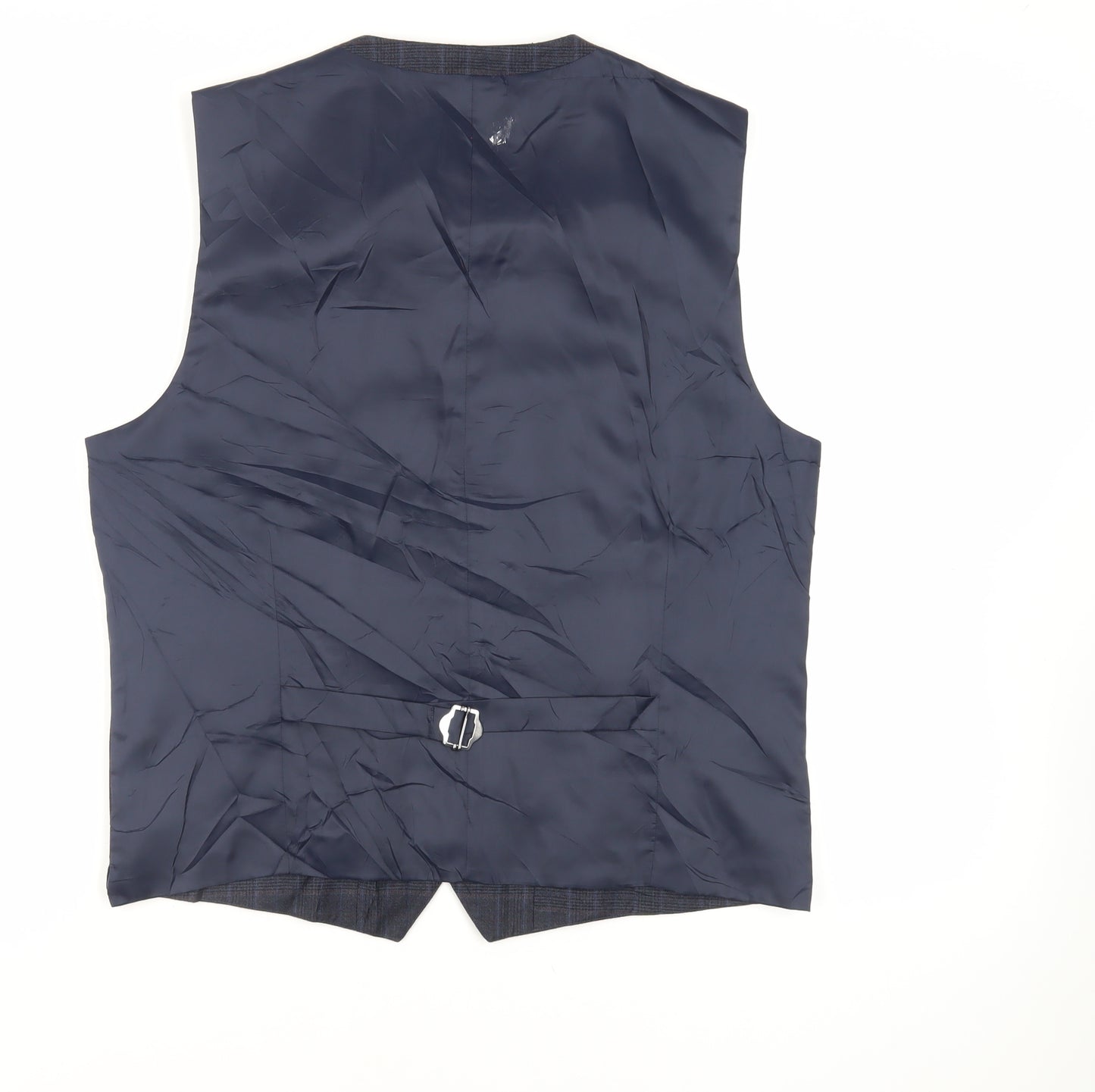 NEXT Mens Blue Plaid Wool Jacket Suit Waistcoat Size 42 Regular