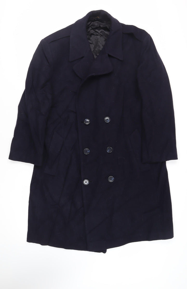 London Fog Womens Blue Overcoat Coat Size L Button - Vintage