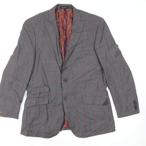 English Laundry Mens Grey Plaid Wool Jacket Suit Jacket Size 40 Regular