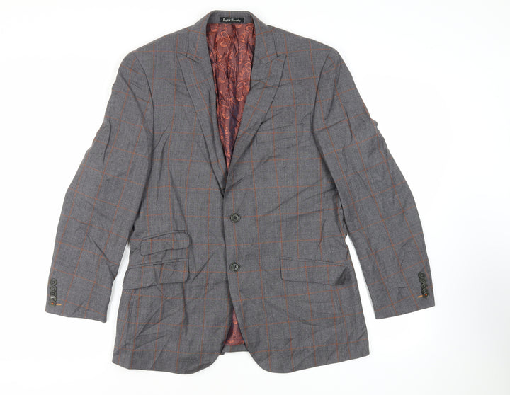 English Laundry Mens Grey Plaid Wool Jacket Suit Jacket Size 40 Regular