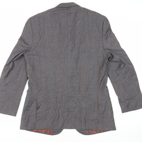 English Laundry Mens Grey Plaid Wool Jacket Suit Jacket Size 40 Regular