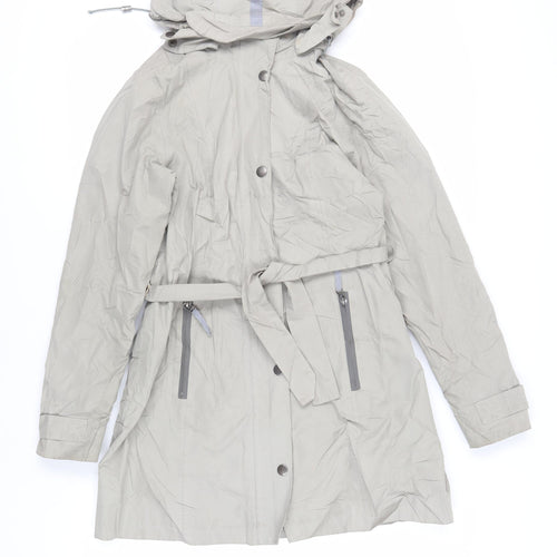 Etage Womens Grey Rain Coat Coat Size S Zip - Water Resistant Hooded