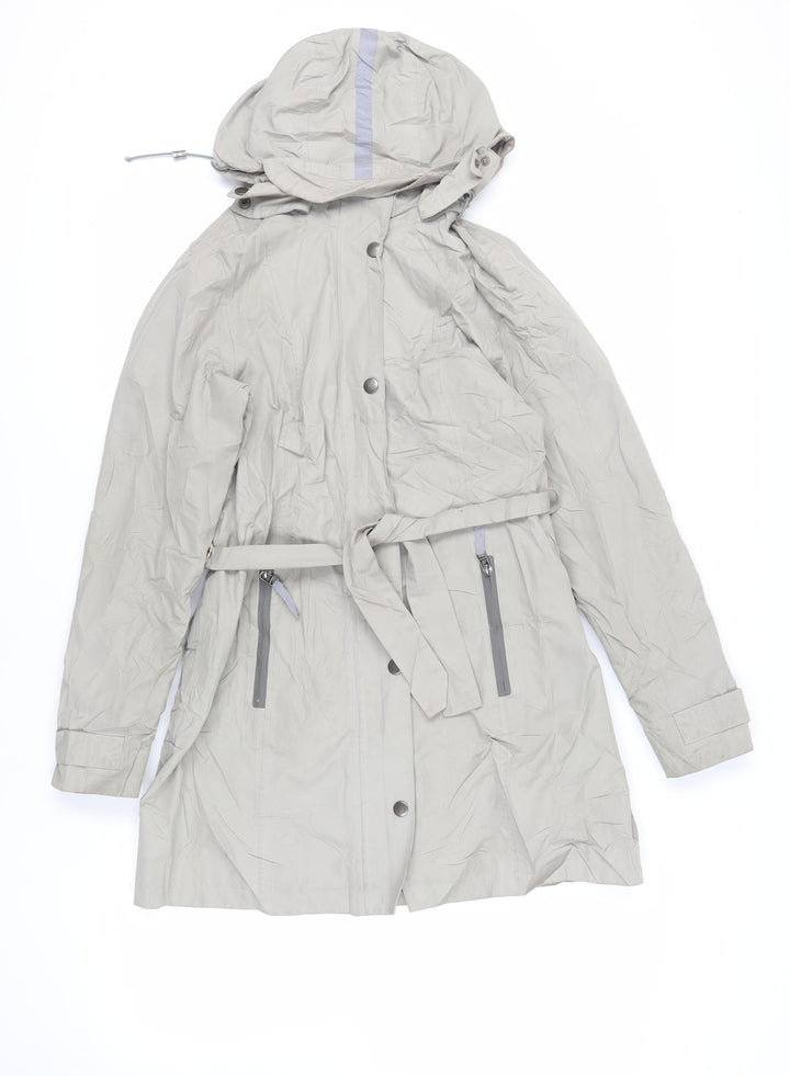 Etage Womens Grey Rain Coat Coat Size S Zip - Water Resistant Hooded