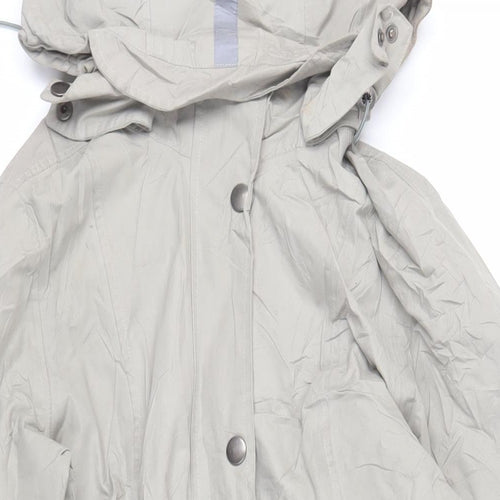 Etage Womens Grey Rain Coat Coat Size S Zip - Water Resistant Hooded