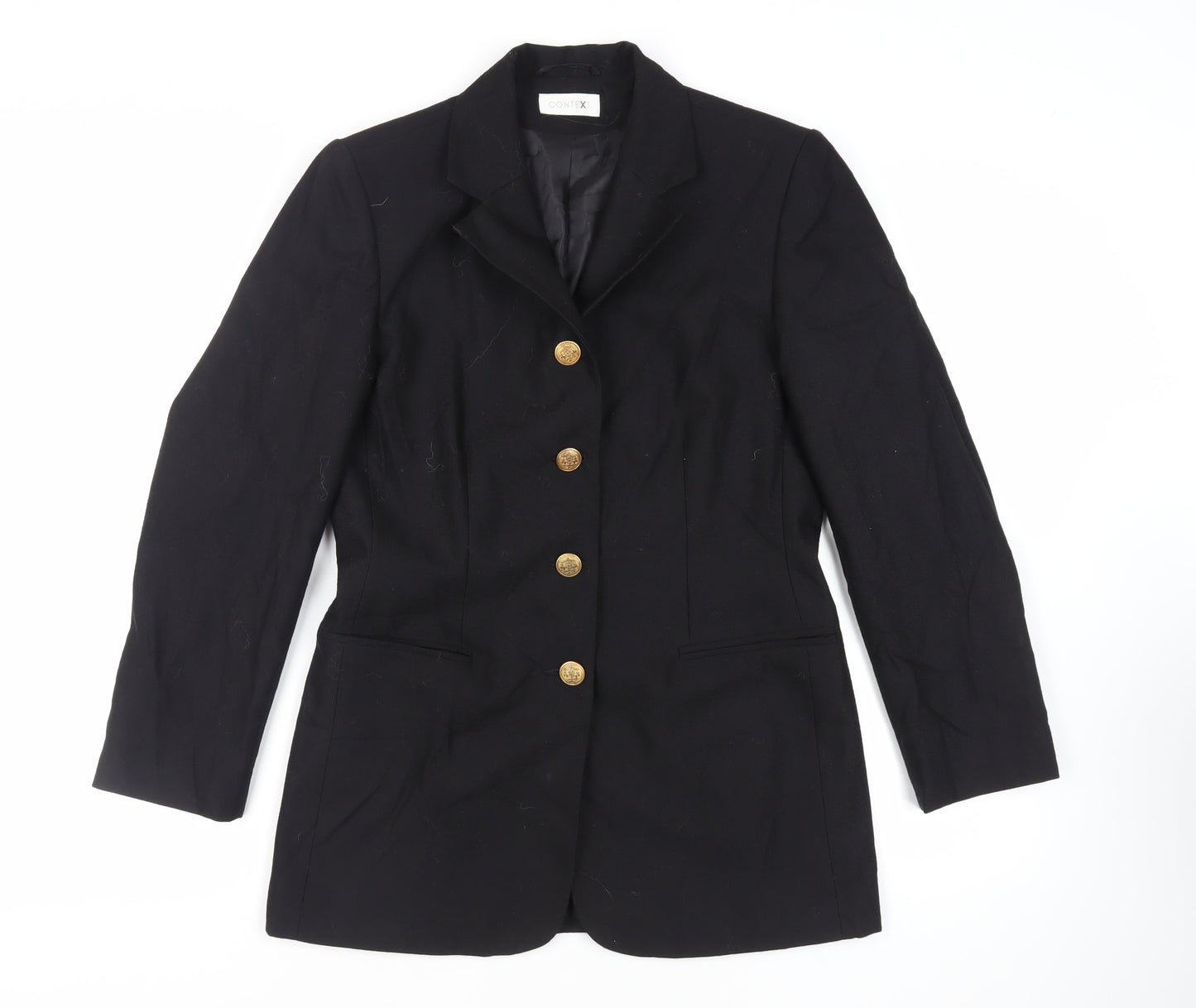 CONTEXT Womens Black Jacket Blazer Size 12 Button