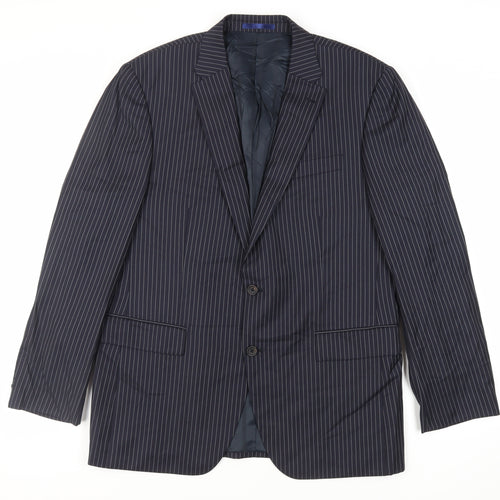 NEXT Mens Blue Striped Wool Jacket Suit Jacket Size 46 Regular