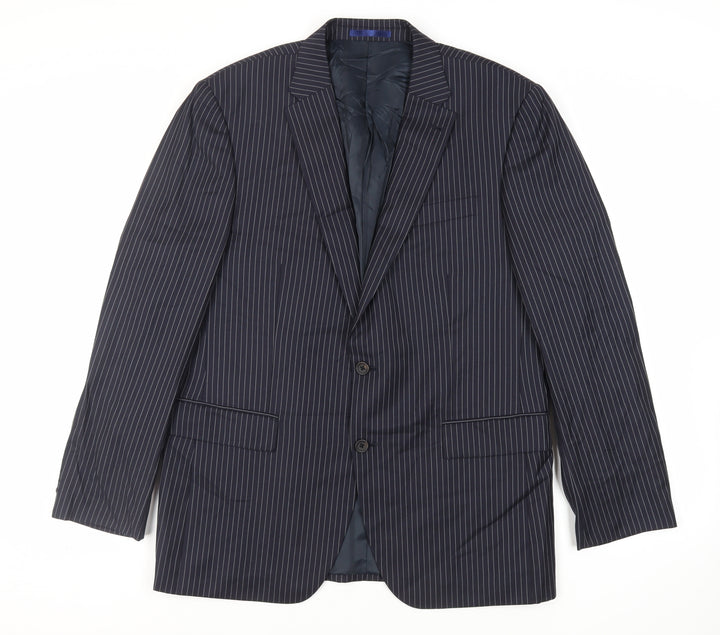 NEXT Mens Blue Striped Wool Jacket Suit Jacket Size 46 Regular