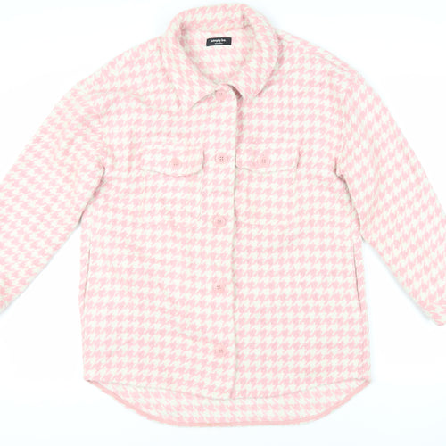 Simply Be Womens Pink Geometric Jacket Size 14 Button
