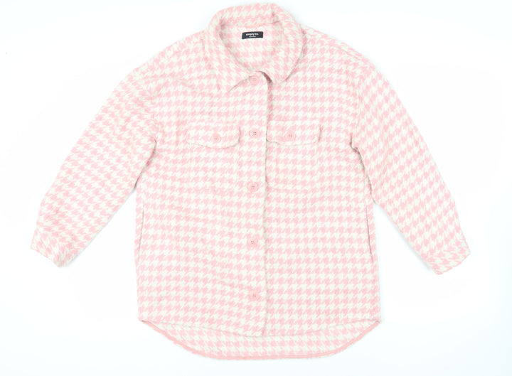 Simply Be Womens Pink Geometric Jacket Size 14 Button