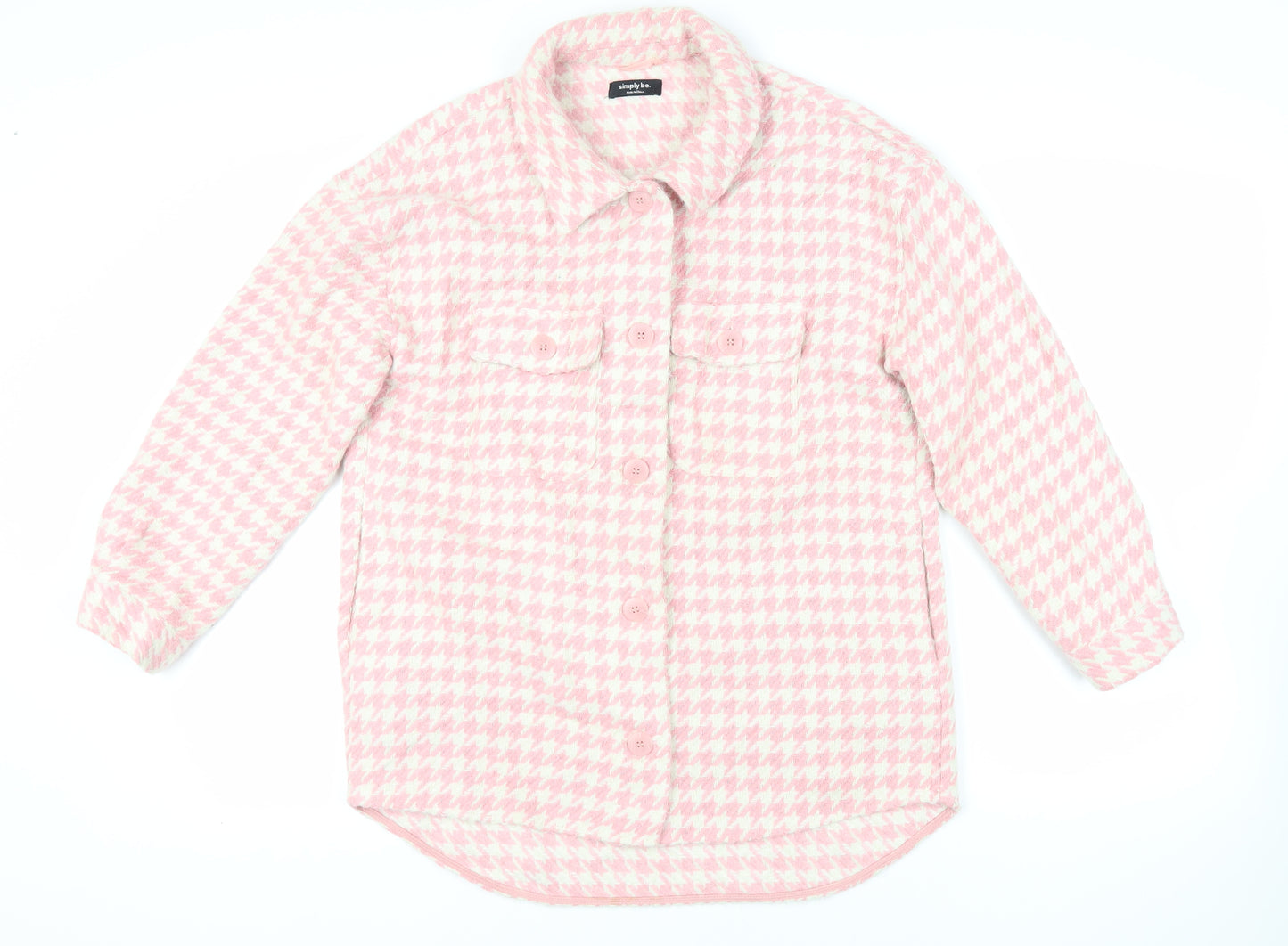 Simply Be Womens Pink Geometric Jacket Size 14 Button