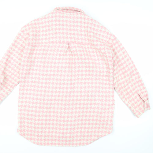Simply Be Womens Pink Geometric Jacket Size 14 Button