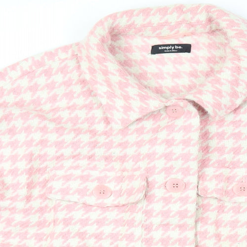 Simply Be Womens Pink Geometric Jacket Size 14 Button