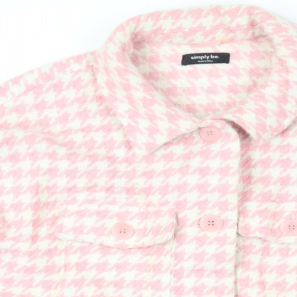 Simply Be Womens Pink Geometric Jacket Size 14 Button