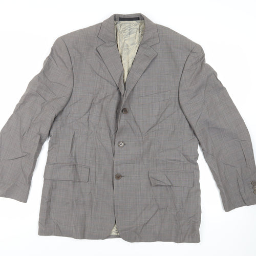 Marks and Spencer Mens Grey Plaid Wool Jacket Suit Jacket Size 40 Regular