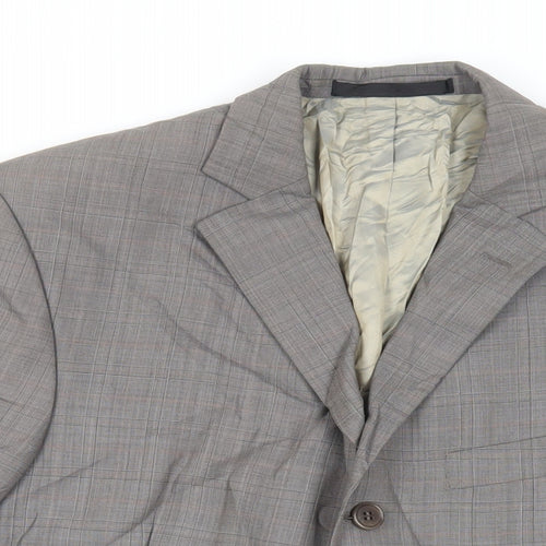 Marks and Spencer Mens Grey Plaid Wool Jacket Suit Jacket Size 40 Regular