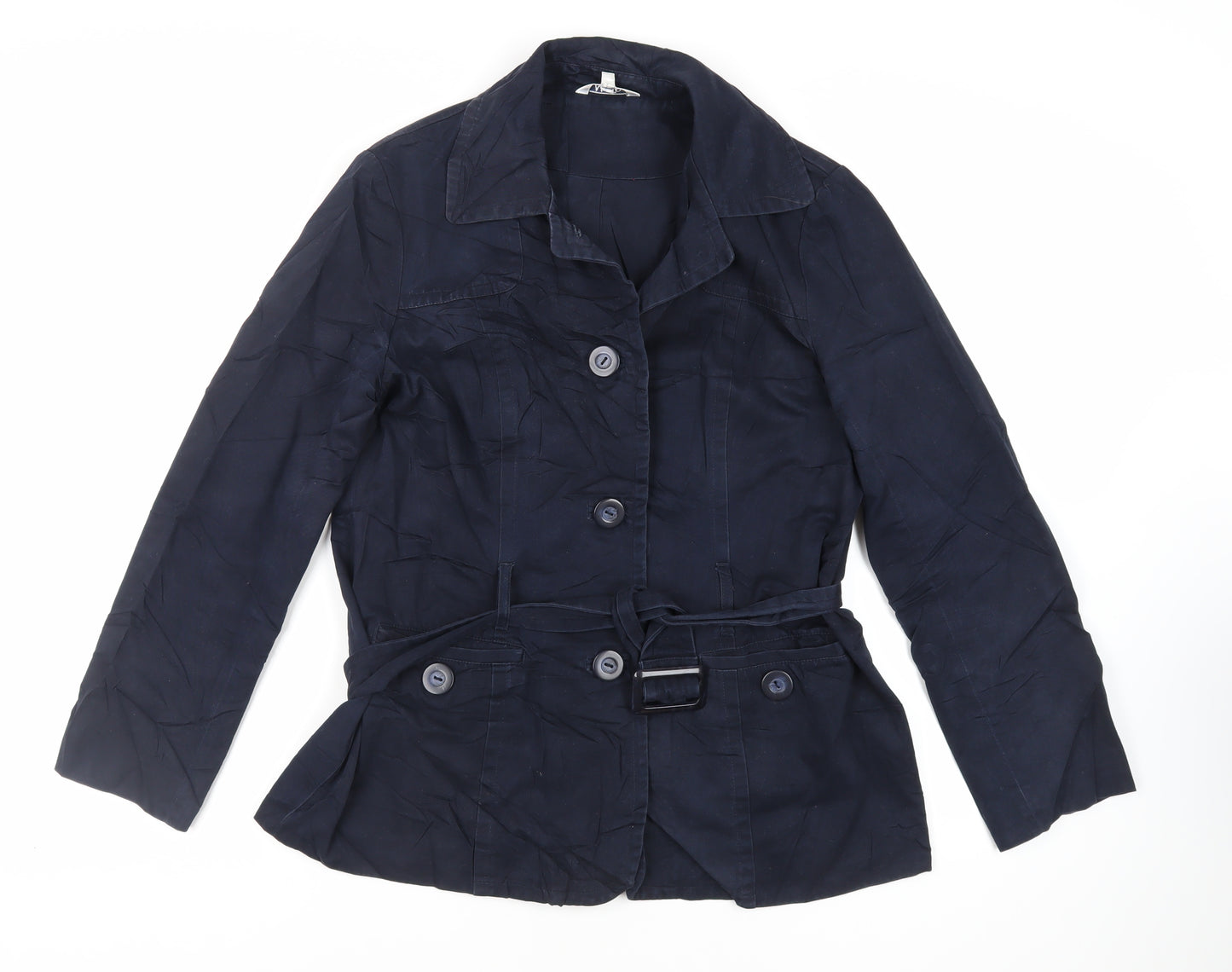 M&Co Womens Blue Jacket Size 14 Button - Belted