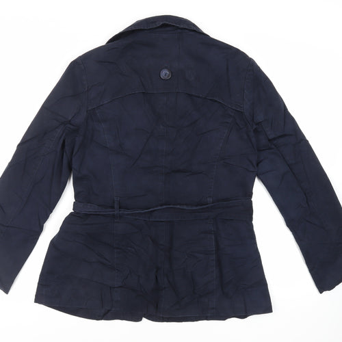 M&Co Womens Blue Jacket Size 14 Button - Belted