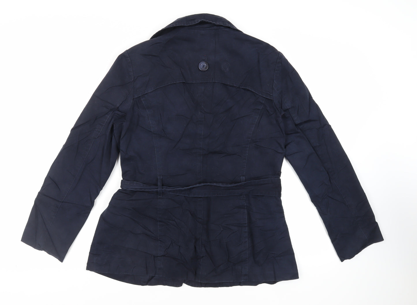 M&Co Womens Blue Jacket Size 14 Button - Belted