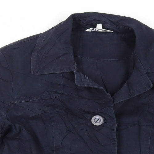 M&Co Womens Blue Jacket Size 14 Button - Belted